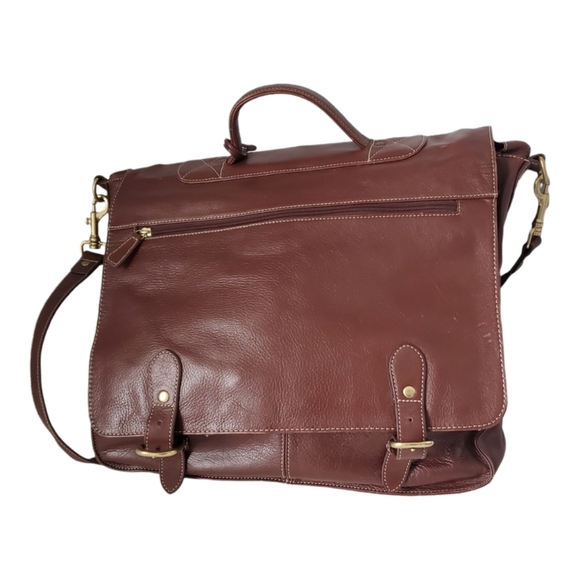 Austin Reed Brown Leather Crossbody Laptop/Briefcase Man Bag Messenger Bag